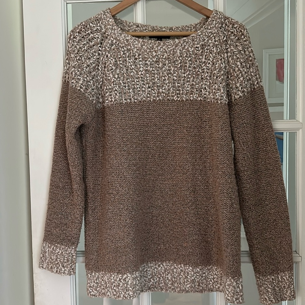 Soft taupe and cream sweater
